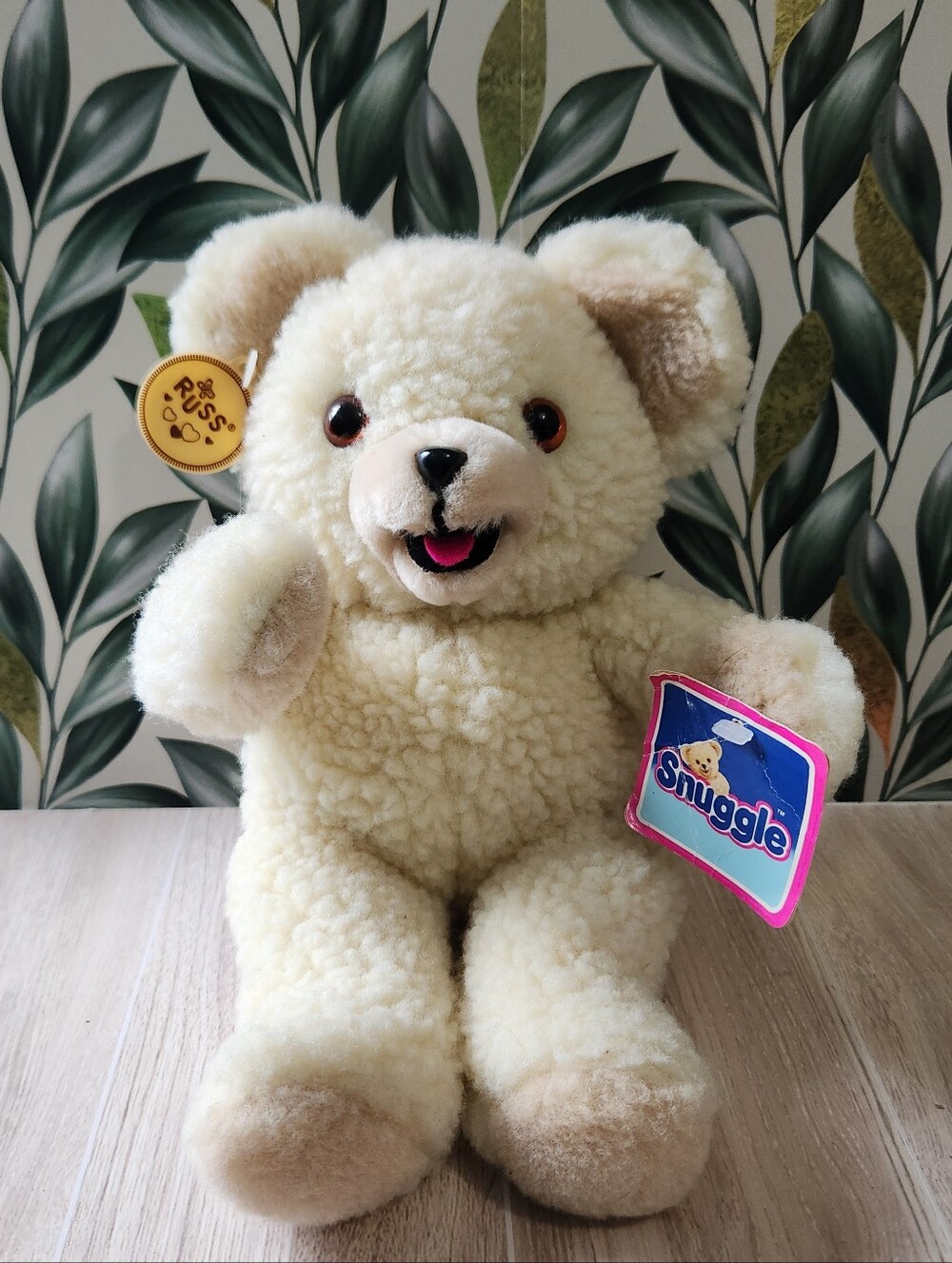 Vintage 1986 Russ Snuggle Bear Plush Mascot NWT 8"
